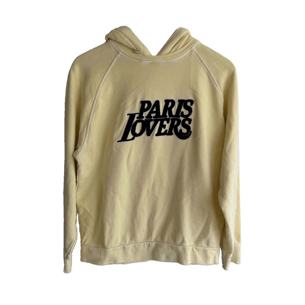 Maje Paris Lovers Terry Hoodie Butter Yellow Size M(?) Designer Luxury Casual
